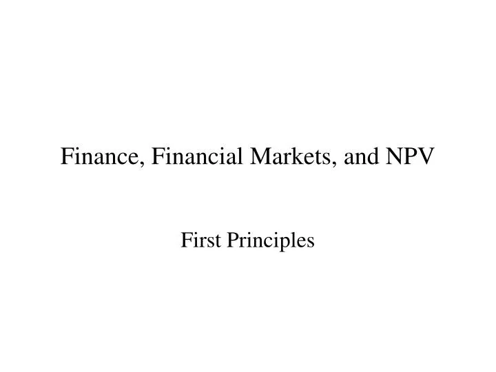 finance financial markets and npv