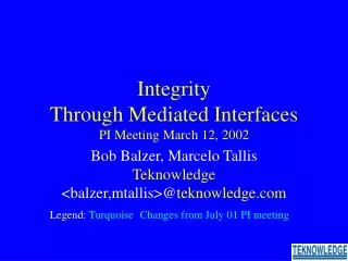 Integrity Through Mediated Interfaces PI Meeting March 12, 2002