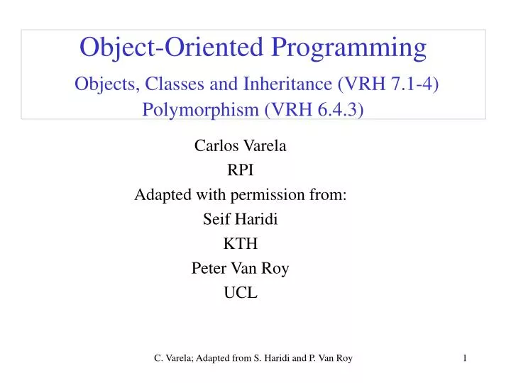 object oriented programming objects classes and inheritance vrh 7 1 4 polymorphism vrh 6 4 3