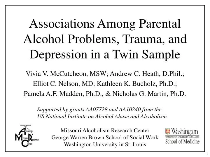 associations among parental alcohol problems trauma and depression in a twin sample