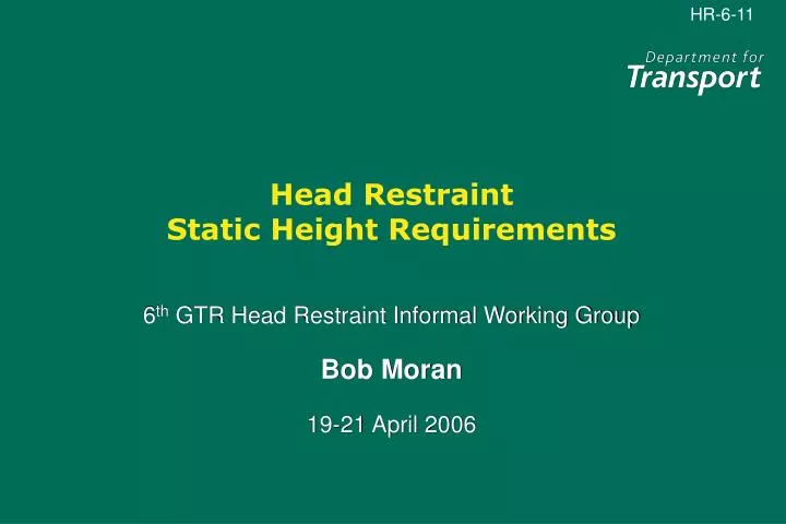 head restraint static height requirements