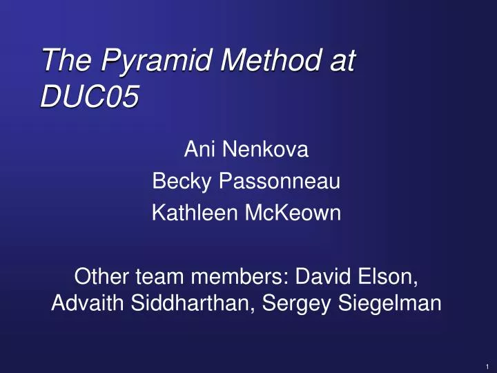 the pyramid method at duc05