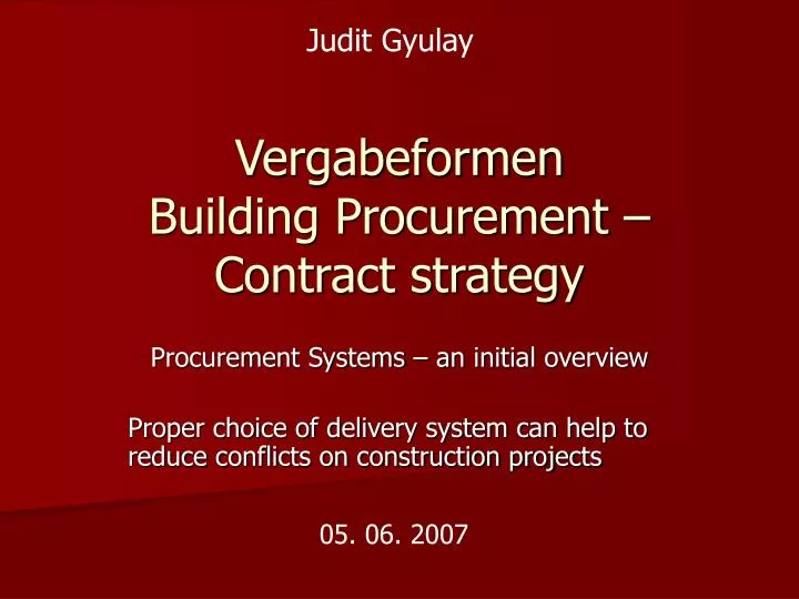 vergabeformen building procurement contract strategy