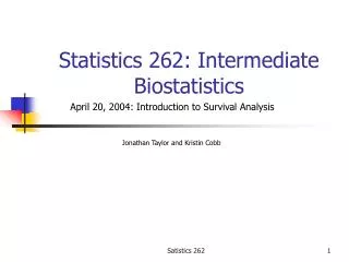 Statistics 262: Intermediate Biostatistics