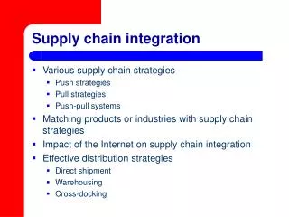 Supply chain integration