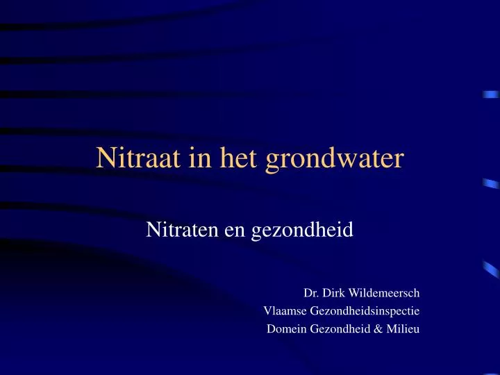 nitraat in het grondwater