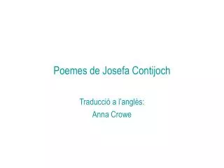 Poemes de Josefa Contijoch