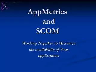 AppMetrics and SCOM
