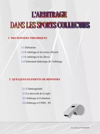 L'ARBITRAGE DANS LES SPORTS COLLECTIFS