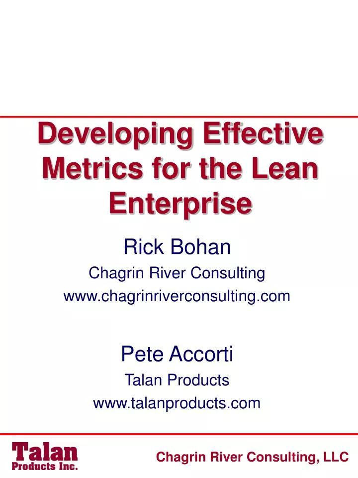 developing effective metrics for the lean enterprise