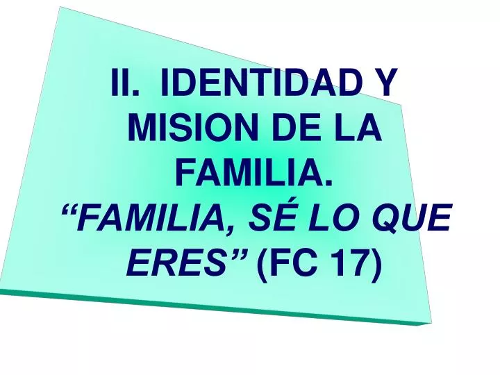 ii identidad y mision de la familia familia s lo que eres fc 17