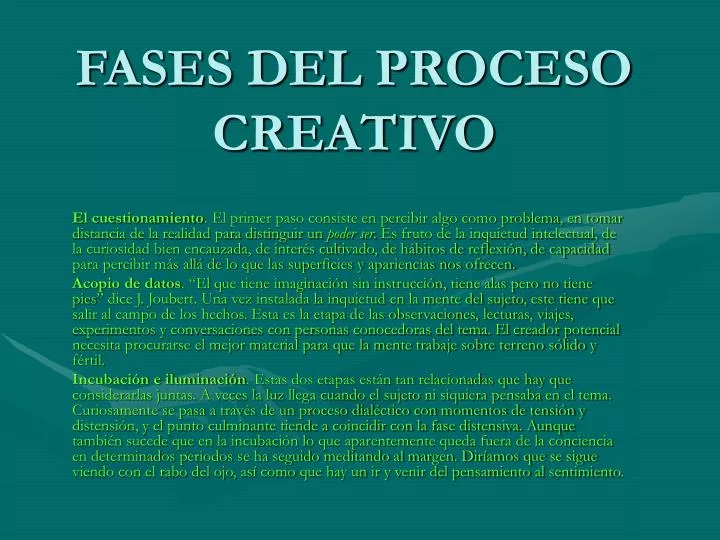 fases del proceso creativo