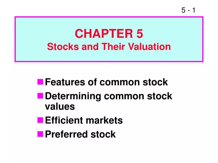 chapter 5 stocks and their valuation
