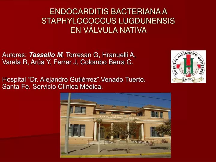 endocarditis bacteriana a staphylococcus lugdunensis en v lvula nativa