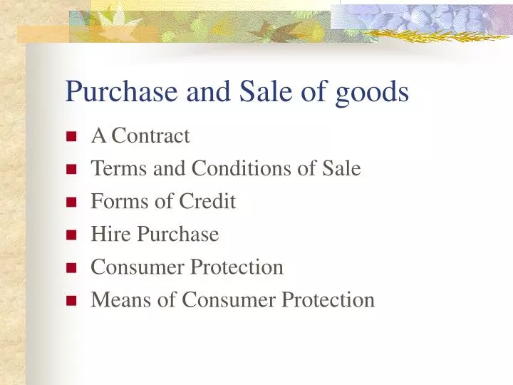purchase and sale of goods