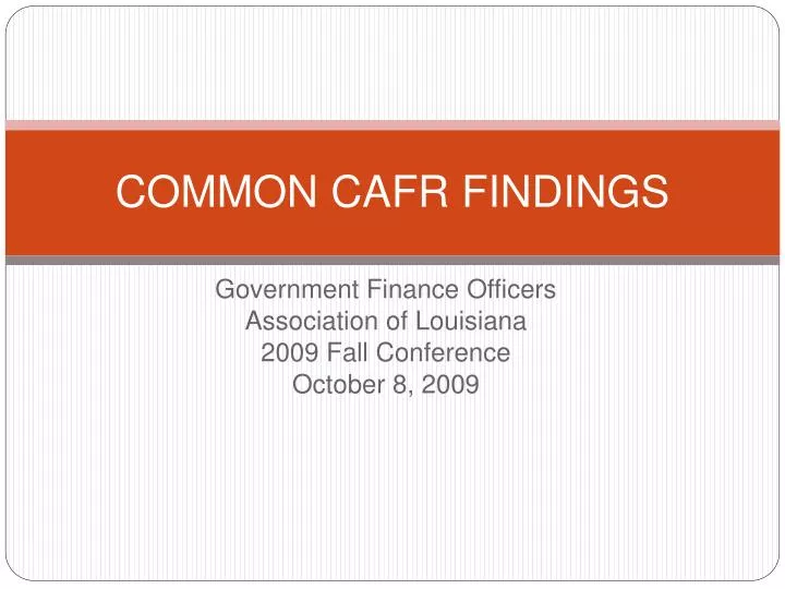 common cafr findings
