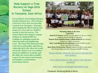Help Support a Tree Nursery at Sega Girls School in Tanzania, East Africa