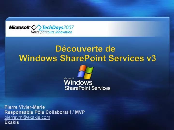 d couverte de windows sharepoint services v3