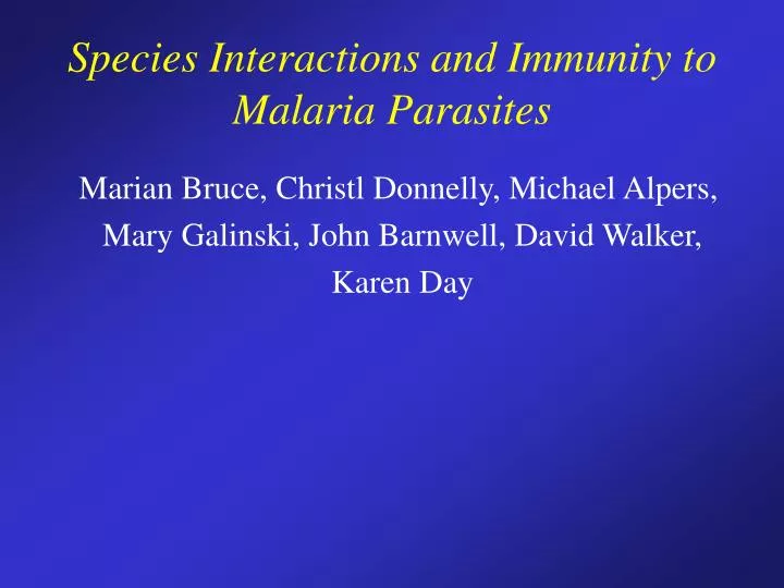 species interactions and immunity to malaria parasites