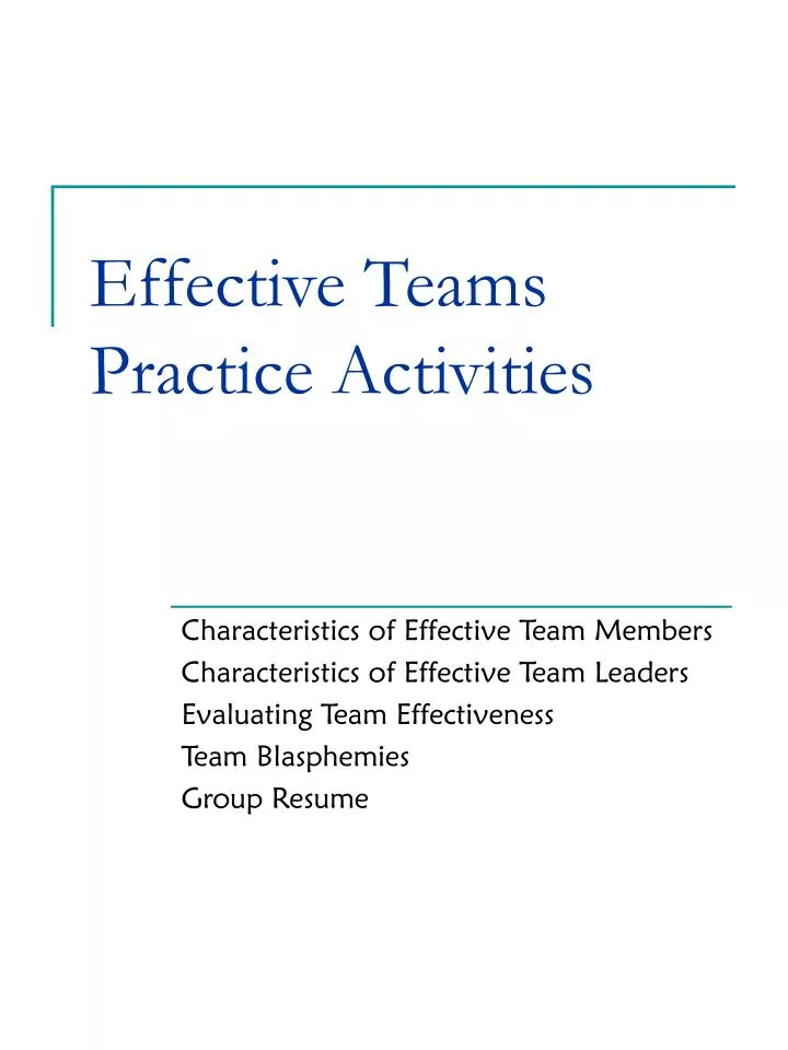 effective teams practice activities