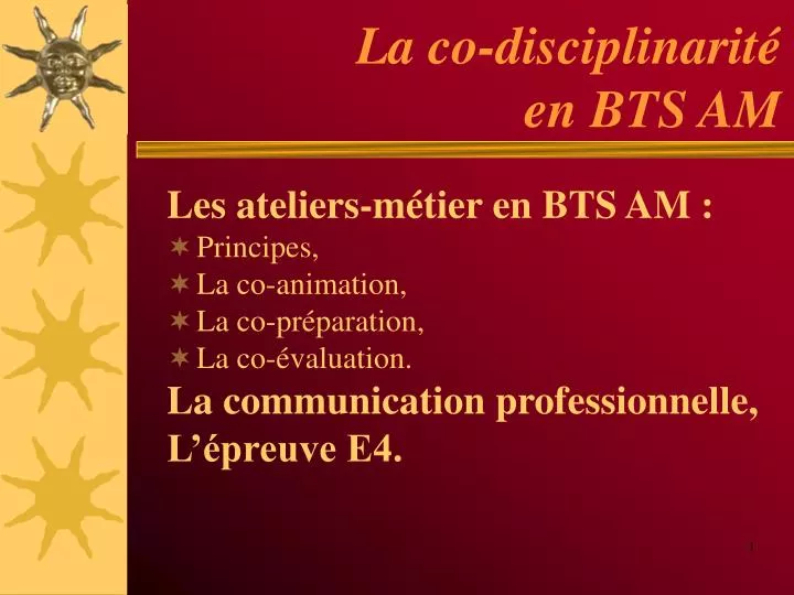 la co disciplinarit en bts am