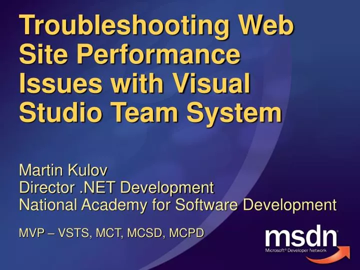 troubleshooting web site performance issues with visual studio team system
