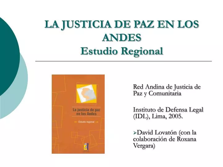 la justicia de paz en los andes estudio regional