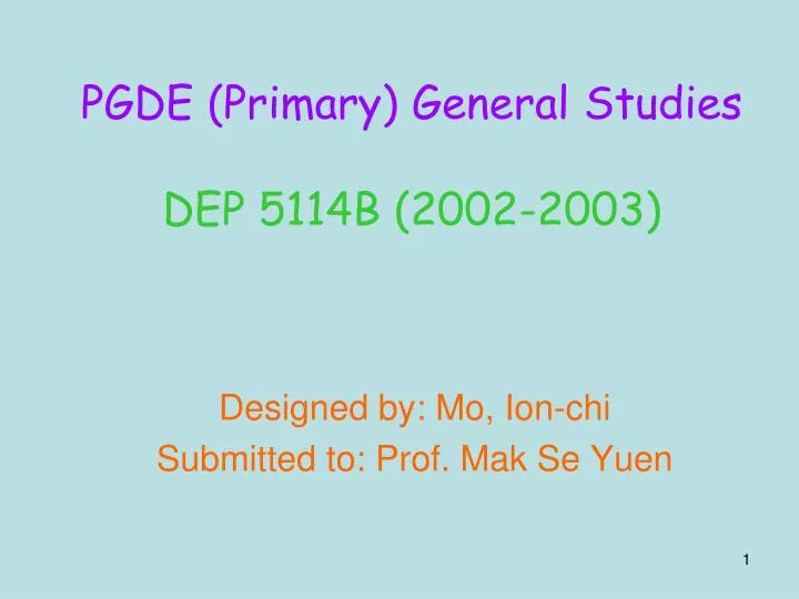 pgde primary general studies dep 5114b 2002 2003