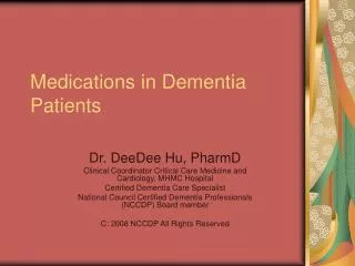 Medications in Dementia Patients