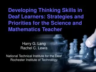 Developing Thinking Skills in Deaf Learners: Strategies and Priorities for the Science and Mathematics Teacher