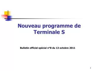 Nouveau programme de Terminale S