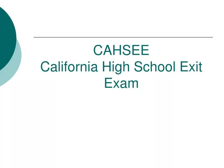 cahsee california high school exit exam