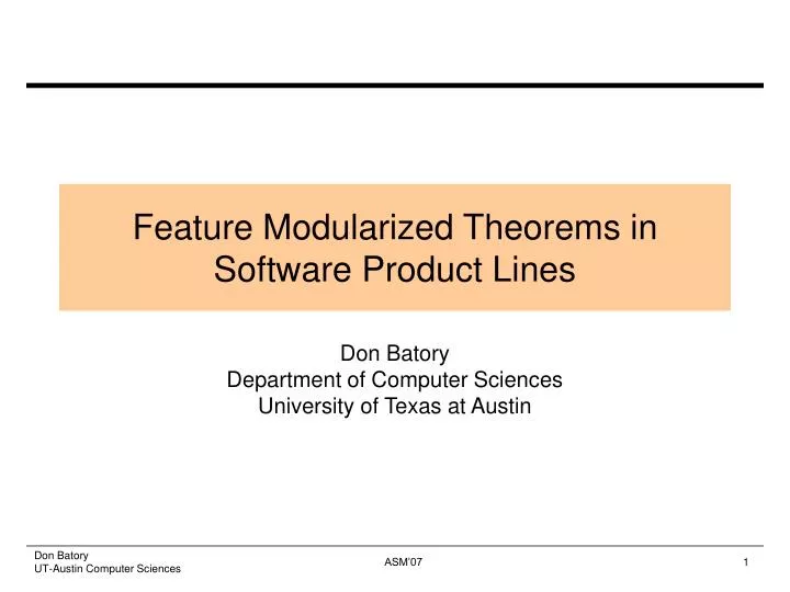 feature modularized theorems in software product lines