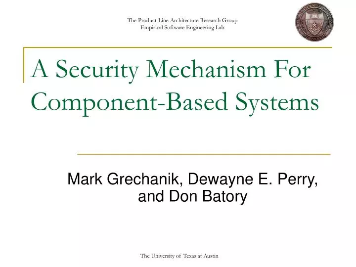 a security mechanism for component based systems