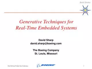 Generative Techniques for Real-Time Embedded Systems