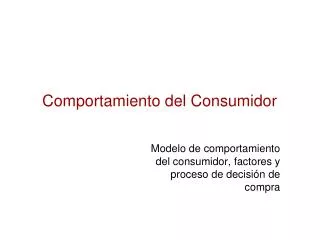 comportamiento del consumidor