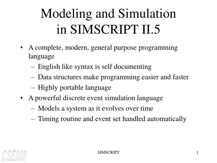 modeling and simulation in simscript ii 5