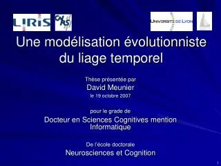 une mod lisation volutionniste du liage temporel