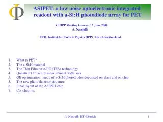 ASIPET: a low noise optoelectronic integrated readout with a-Si:H photodiode array for PET
