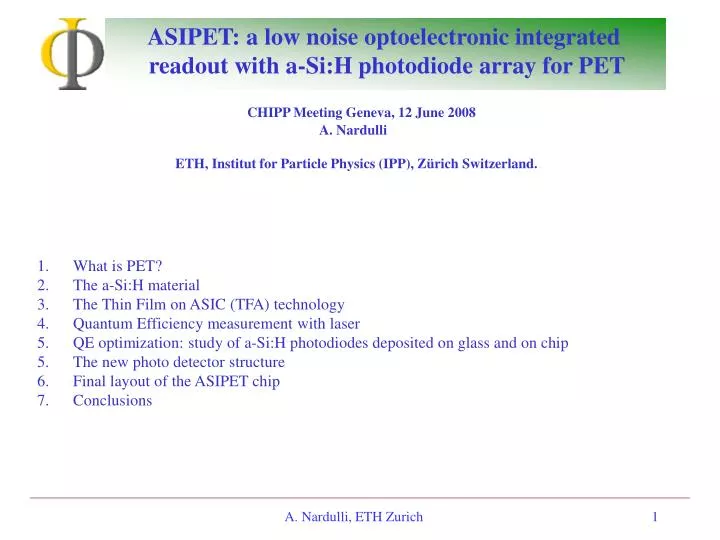 asipet a low noise optoelectronic integrated readout with a si h photodiode array for pet