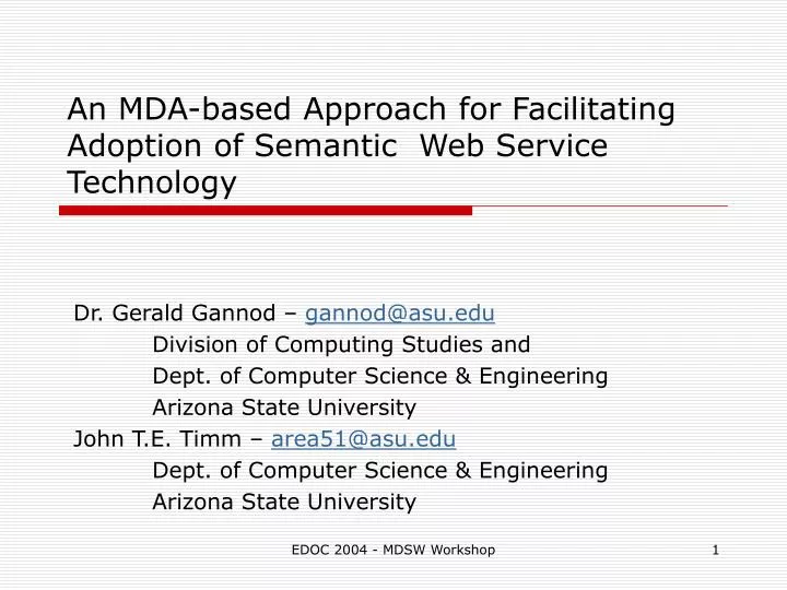 an mda based approach for facilitating adoption of semantic web service technology