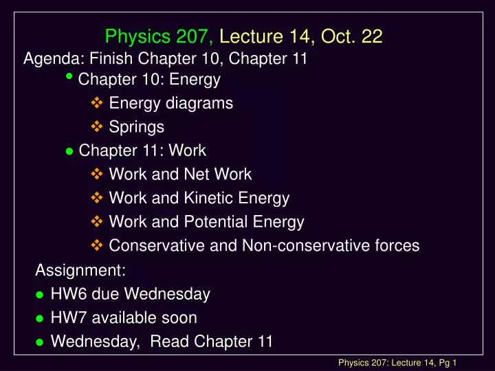 physics 207 lecture 14 oct 22