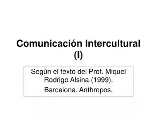 comunicaci n intercultural i