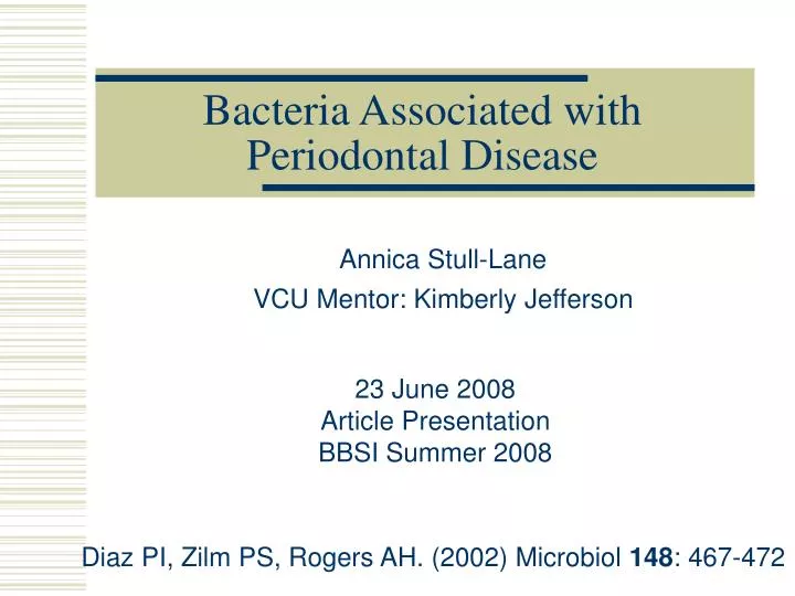 bacteria associated with periodontal disease