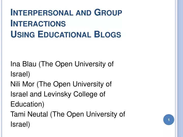 interpersonal and group interactions using educational blogs