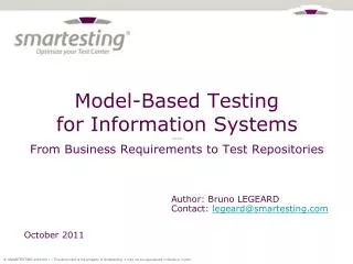 Model-Based Testing for Information Systems ---- From Business Requirements to Test Repositories