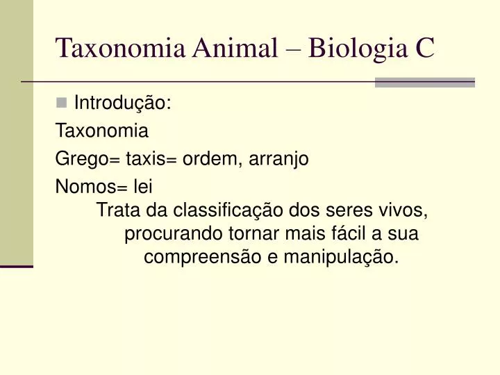 taxonomia animal biologia c