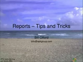 Reports – Tips and Tricks