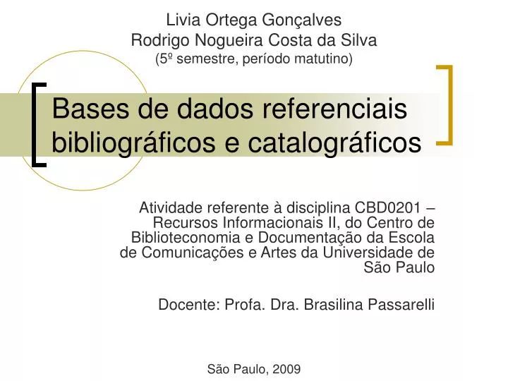 bases de dados referenciais bibliogr ficos e catalogr ficos