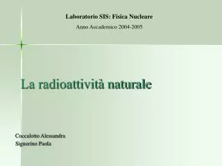 La radioattività naturale